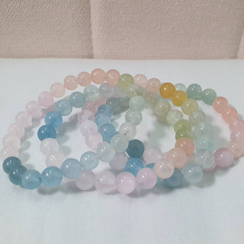 Natural Morganite crystal bracelet 7.7-8mm 1pc