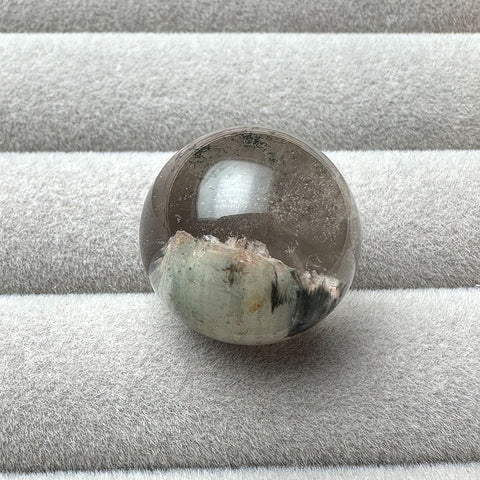 Light Pink and White Genuine Natural Clear Green Phantom Quartz Sphere  bead 18.8mm Drillable