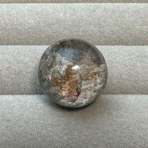 Light gray mineral inclusions phantom quartz crystal sphere bead, 17.7 mm