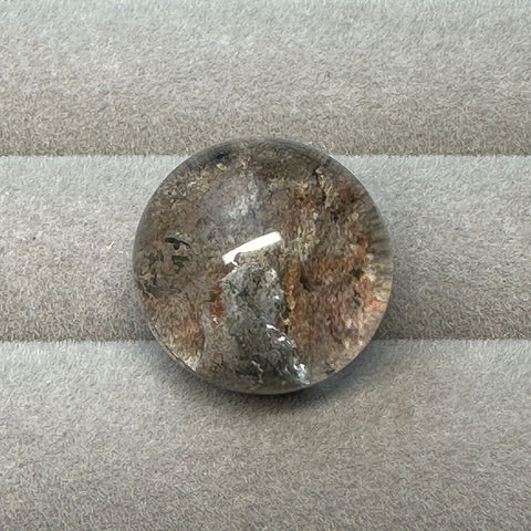 Light gray mineral inclusions phantom quartz crystal sphere bead, 17.7 mm