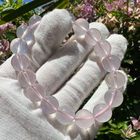 Natural Pink Rose quartz crystal bracelet 10.9 -11.3mm 16cm