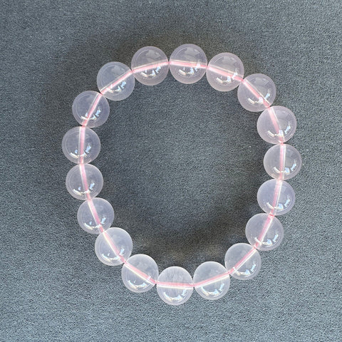Natural Pink Rose quartz crystal bracelet 10.9 -11.3mm 16cm